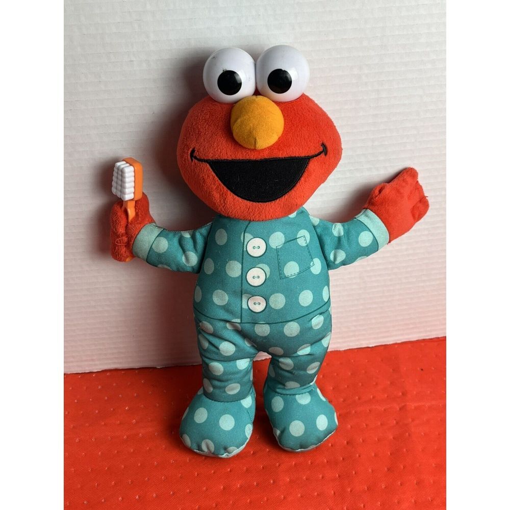2019 Hasbro Sesame Street BRUSHY BRUSH ELMO Talking Singing Plush 12" Tested ✅